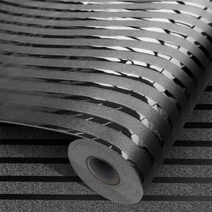 Black Metallic Peel and Stick Wallpaper Glossy Stripe Texture Wall Panels