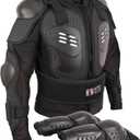 Kids Motorcycle Jacket Dirt Bike Gear,Motocross Spine Chest Protector Armor Suit with Knee Shin Guards (Large, Black)