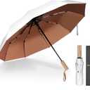 Umbrella, Umbrellas for rain Travel umbrella compact portable umbrella, Wrindproof Quick-dry Strong automatic folding white umbrella