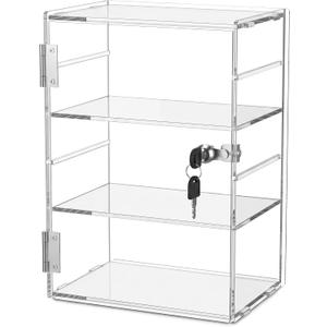 Lockable Acrylic Display Case, 3/4-Tier Clear Showcase for Figures (4)