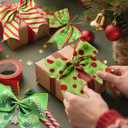 16 Pack Christmas Red Green Bows Ornaments for Tree, 6.2 Inch Xmas Glitter Dot Polyester Ribbons Wreath Bow,Decorations for Home Indoor Fence Door Railing Fireplace Garden Party Stairs Wedding Decor