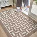 DEXI Front Door Mat 32x48, Washable Entrance Doormat with Non Slip Backing, Low-Profile Welcome Entry Mats fpr Inside House Entryway Floor, Beige