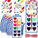 Sabary 36 Pack Valentines Day Watercolor Paint Sets Gifts Washable Watercolor Paintings with Card and 20 Meters Red Rope for Art Gifts Exchange Bulk