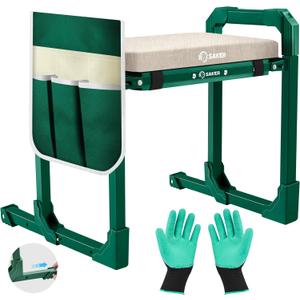 Saker Garden Kneeler and Seat Foldable Gardening Stool with Extendable Legs & Thickened Pad, Tool, Heavy Duty 400lbs Support for Elderly, Gardening, Outdoor Use (Basic Version)