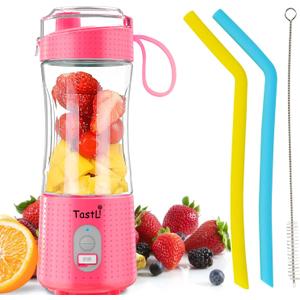 Personal Blender, Portable Juice On the Go Blender for Shakes and Smoothies, USB-C Rechargeable, Cordless (Pink)