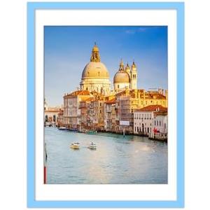 wyooxoo 18x24 Poster Frame Made Of Solid Wood Blue Picture Frames Display Pictures 16x20 with Mat or 18x24 Without Mat Colorful Frame For Horizontal Vertical Wall Mounting