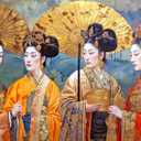 Cross & Glory - Silk and Splendor: an Imperial Puzzle Panorama - 1000 Piece Jigsaw Puzzle for Adults | Tang Dynasty Art | Textured Oil and Watercolor Mix