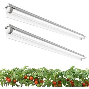 2 Pack LED Grow Light 4FT, 5000K Full Spectrum, 84W(2 x 42W), Linkable Growing Lamp Fixture, T8 Grow Lights for Indoor Plants, Seed Starting, Vegetables