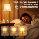 Rechargeable Cordless Table Lamp, 5000mAh Battery Operated Lamp, Wireless 3-Level Dimmable Touch Lamp, Portable Night Bedside Brass Lamp, Desk Light for Home Decor, Patio, Restaurant, Dinning