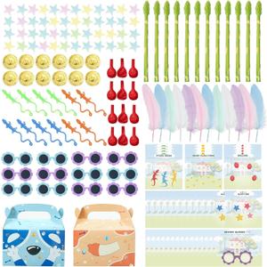 256pcs Blue Dog Party Favors, Birthday Party Supplies Including Sticky Geckos, Coins, Sunflower Glasses with Cards, Birthday Decorations Gifts Bag Goodies, Classroom Rewards for Kids