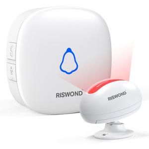 Wireless Motion Sensor Door Chime: Business Entry Doorbell Indoor Motion Detector Buzzer (500Ft Range, 32 Tunes, 5 Level Volume) Store Entrance Alert Bell Bed Alarm for Elderly Dementia Patients