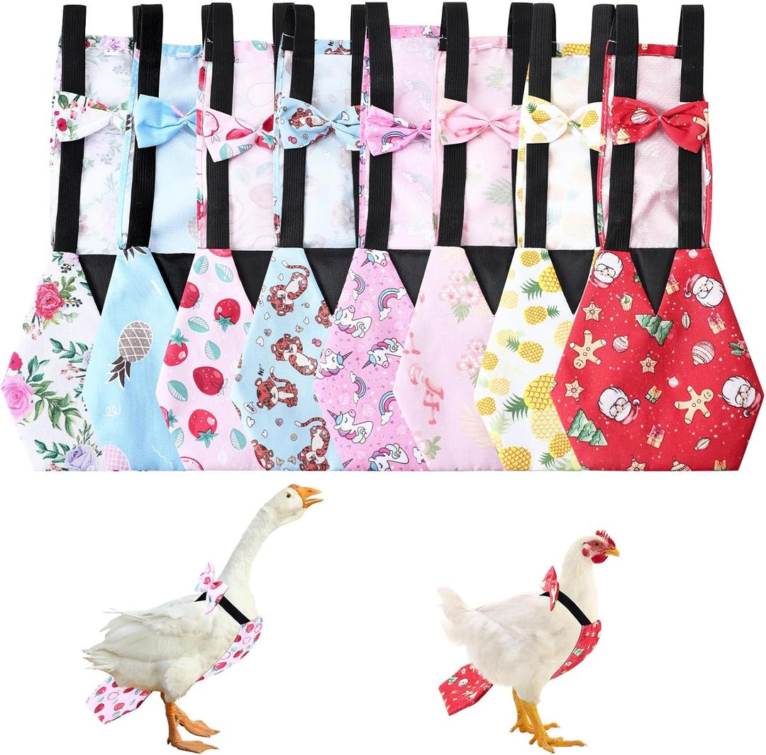 8 Pcs Chicken Diapers Bird Diaper Reusable Duck Diapers Waterproof and Adjustable Chicken Accessories Poultry(M)
