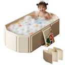 Toddler Bath Tub for Shower, Portable Baby Bathtub, Foldable Kids Bathtub  Portable, Travel & Shower Ready, Easy to Clean, Sturdy & Thick, Fits Ages 1-3 (White)