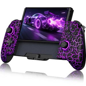 NealGamefy Switch Controllers,Wireless Switch Pro Controller for Nintendo Switch/OLED Controller,Upgrade Full-Size Ergonomic One Piece Handheld Controller with Programmable,TURBO,Vibration (Black-crack)