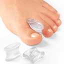 Povihome 10 Pack Gel Bunion Corrector and Toe Spacers Separators and Straightener Orthotics (4/10''Thick) for Sports Activities, for Men and Women Overlapping Toes, Bunion Pain Relief - Small Size (Clear Small (Pack of 8) + Clear Large (Pack of 2))