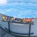 Above Ground Pool Side Bar Table, 2 in 1 Poolside Drink Holder with 4 Cup Holders, Fit for Round/Oval Frame Above Ground, Portable Swim Up Bar, 47.2 x 11.8 Inches