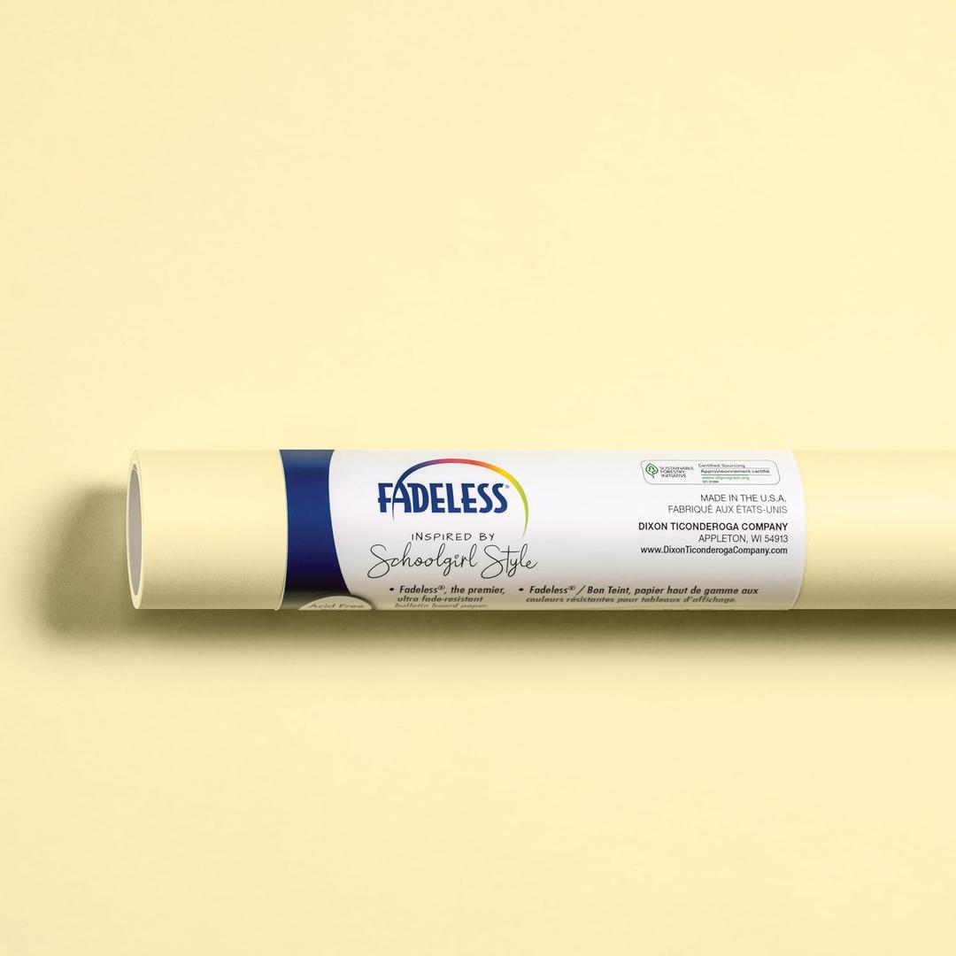 Fadeless Schoolgirl Style Bulletin Board Paper, Fade Resistant | Lemon Drop, 47.25" x 12', 1 Roll, 47.3" x 144"