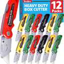 12 Pack Box Cutter, Folding Utility Knife with Extra 20Pcs Blades, Box Cutters with Comfortable Handle, Razor Sharp Blade for Cartons, Cardboard, Boxes and Rope