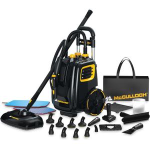 McCulloch Canister Steam Cleaner MC1375, 90 Minute Runtime, 20 Accessories: Jet Nozzle, Brushes, & More - Built for Home, Tile, Grout, Carpet, Furniture, & Personal Car Detailing