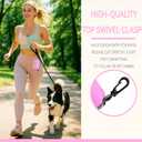 Dog Treat and Poop Bag Holder for Leash, 2 Waterproof Zipper Pouches for Pet Walking Accessories, with Dispenser, Training Clicker and 1 Free Roll (Pink)