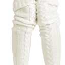 Pcavin Women's Thigh High Socks Over the Knee Cable Knit Boot Socks, Long Warm Fashion Leg Warmers Winter (Beige)