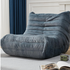 Bean Bag Chairs for Adults Giant Bean Bag Chair Memory Foam BeanBag Chair Big Bean Bag Sofa with Filler Faux Fur Fireside Beanbags Lazy Sofa for Living Room Bedroom Dorm Office (Bluegrey Plush)