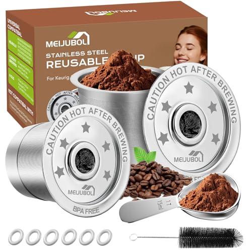 Reusable K Cups for Keurig 1.0 – Stainless Steel Refillable Metal Coffee Filter Pod for Keurig Coffee Maker with Scoop & Cleaning Brush, BPA-Free, No Plastic