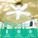 21 Battery Operated Ceiling Fan Light, Portable Ceiling Fan with Remote, Wireless Rechargeable Gazebo Fan Light for Outdoor, for Tent Porch Patio Camping Canopy Chicken Coop Outside