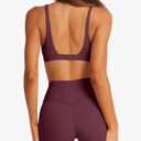 LASLULU Womens Deep V-Neck Sports Bra Padded Wireless U Back Workout Bra Low Impact Gym Workout Yoga Crop Tops (S)
