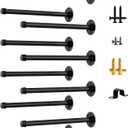 Pipe Shelf Bracket Set of 10 Heavy Duty Floating Shelf Bracket 12 Inch Metal DIY Industrial Pipe Shelving Hardware for Wall Closet, Black