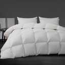 Luxury White Down Fiber Comforter King Size - Down Fiber Comforter for All Seasons - Ultra-Soft Duvet Insert Medium Warmth - Hotel Collection Comforters59 Oz (106x90)