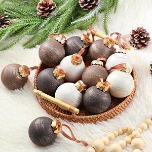 Yunlly 12 Pcs Neutral Textured Christmas Ball Ornaments 2025 2.4 Inch Rustic Brown White Xmas Ornament Vintage Copper Ivory Tree Decoration Antique Farmhouse Modern Christmas Decor for Tree Home Decor