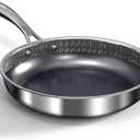 10" Hybrid Ceramic Nonstick Frying Pan, 3-Ply Stainless Steel Skillet, 2-Layer Coating, PFAS & PTFE Free, 9H Hardness & Corrosion Resistance, Dishwasher Safe, Induction Compatible-Black