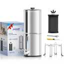 Purewell 1.0 Gallon Portable Gravity Water Filter System, 3-Stage 0.01m Ultra-Filtration Countertop System with Water Level Window and Stand, Reduce 99% Chlorine, for Camping, RVing, Home (PW-1G-K) (Silver)