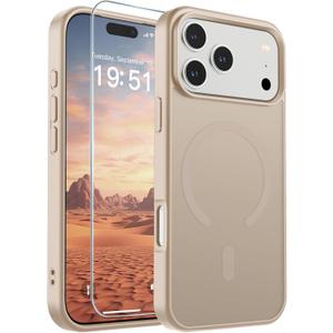 SUPFINE Magnetic for iPhone 17 Pro Max Case (Compatible with MagSafe)(Military Grade Drop Protection) Translucent Matte Shockproof with Anti-Fingerprint Phone Cover,Desert Gold