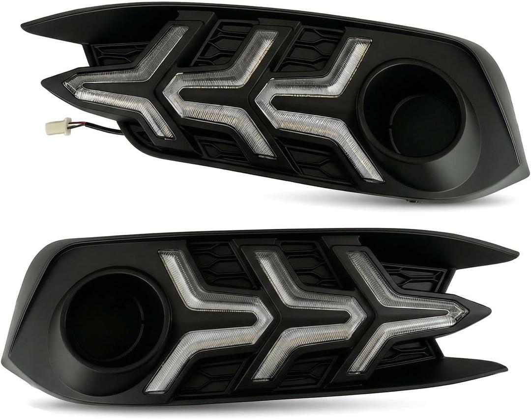 Daytime Running Light Compatible with Honda Civic 2016-2018 Sedan, 3 Color LED DRL Fog Lamp with Dynamic Turn Signal, Waterproof ABS Housing