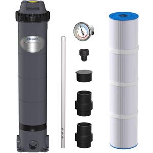 POOLPURE PFT-AF150 Cartridge Pool Filter Tank&Element for Above Ground & Inground Swimming Pools, 150 Sq.ft Pool Filter System, Pool Filter housing, 8900 gallons of Water per Hour, Easy to Install