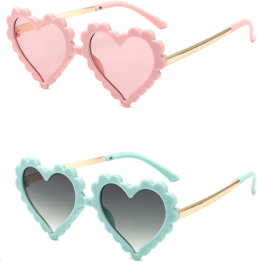 OZPYKAE Girl Heart Sunglasses,Fashion Cute Glasses UV Protection Outdoor Girl Heart Shaped Sunglasses for Toddler Party Beach