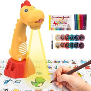 Drawing Projector for Kids,Tracing and Drawing Projector with 96 Slide Cartoon Patterns and 12 Color Brushes,Smart Art Sketcher Projector for 3+ Year Old Girls & Boys (Yellow)