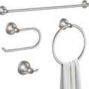Formosa Design Hardware Classic 4-Piece Bathroom Accessories Set, 24-inch Towel Bar, Toilet Paper Holder, Towel Ring, and Robe Hook, Durable Zinc Alloy & Stainless Steel, (Brushed Nickel Finish)