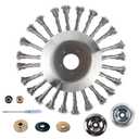 8 Inch Steel Wire Rotary Brush Cutter Trimmer Head,Universal Replacement Weed Blade Cutter for String Trimmers, Gardening Lawnmower, Moss & Rust Removal,Compatible with Stihl,Husqvarna (Silver)