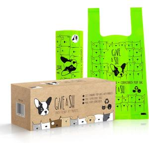 Certified Home Compostable Dog Poop Bags with Handles - 10% to Charity - ASTM D6400 & EN 13432 Compliant - 120 x Large Plant Based Compostable Poop Bags (1 Pantry Roll)