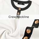 ZESICA Women's Fall Long Sleeve Bodycon Sweater Dress Crewneck Button Knit Color Block Party Mini Dresses (White, XL)