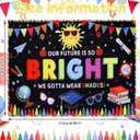 Tingjoo 7x5ft Preschool Kindergarten Graduate Backdrop Our Future is So Bright We Gotta Wear Shades Black Colorful Photography Background Class of 2026 Congratulate Graduation Party Decoration Banner