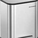 SONGMICS Kitchen Trash Can, 5.2-Gallon (20L) Garbage Can with Lid, Stainless Steel, Soft Close and Stays Open, Inner Bucket, Wide Non-Slip Pedal, Metallic Silver ULTB542E20