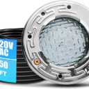 CAtArt 6 Inch Spa Light for Inground Pool Led, 50FT AC120V 6000K Cool White Pool Lights,Compatible with Pentair and Hayward Wet Niches, IP68 Waterproof, 50 FT Cord