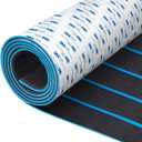 Fullfire Boat Flooring EVA Foam Decking Sheet, Faux Teak Marine Flooring with Self-Adhesive Backing Marine Carpet for Boats Yacht Kayak RV Floor 47" x 16" Black with Blue Lines