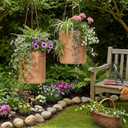 2 Pcs Hanging Planters for Indoor Outdoor 6'' Washed Cowhide Plant Basket Hanging Hanger Flower Pot Plant Holder Decorative Container for Home Wall Decor