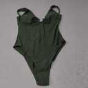 Womens One Piece Swimsuits Tummy Control U Wire Bathing Suit Ruched Push Up Swimwear High Cut Monokini (Large, Army Green)