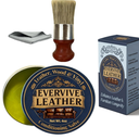 Leather & Wood Restoring Salve  4oz Furniture Polish & Conditioner with Applicator Brush & Microfiber Towel, for Leather Couches, Car Seats, Wood Tables & Vinyl
